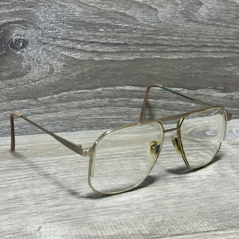 Unbranded Gold Tone Aviator Eyeglasses Frames 56-15 Metal YG Square‎